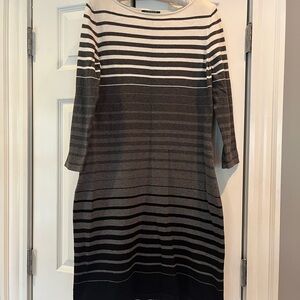 Lauren Ralph Lauren Black and Cream Striped sweater Dress
